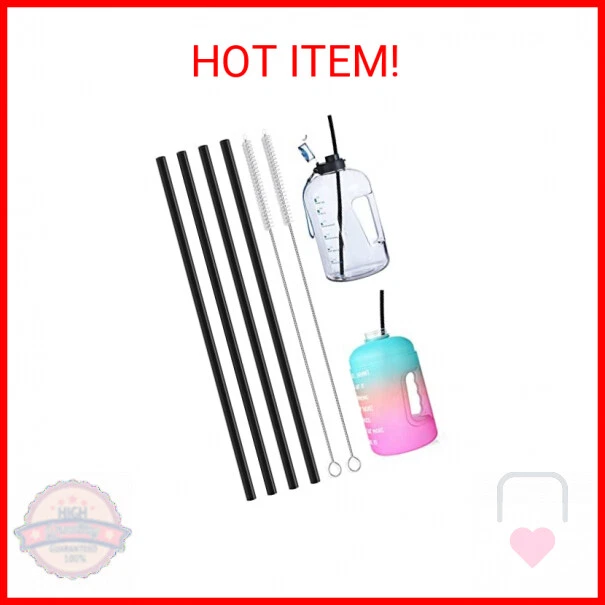 ALINK 15 inch Extra Long Reusable Black Silicone Straws, 4-Pack Flexible Straws