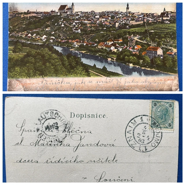 Alte Postkarte farbige Litho Znaim 1903 Mähren - Znojmo Tschechien