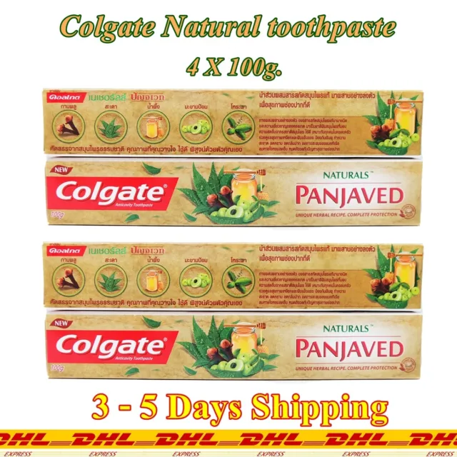 4X Pasta de dientes Colgate Naturals Panjaved receta herbal única protección completa