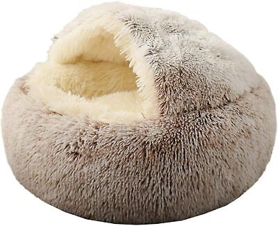 Comfortable Soft Plush Cat Bed Cave Hooded Pet Bed for Dogs Cats Self Warming