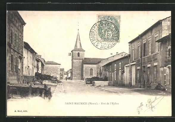 CPA Saint-Maurice, Rue de l´Eglise, vue de la rue 1904