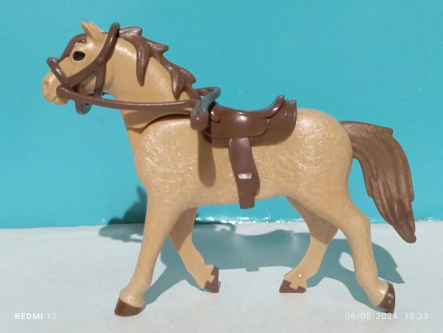 Lot De 2 Montures Playmobil Marron - 3e Génération Chevaux Avec Charrette
