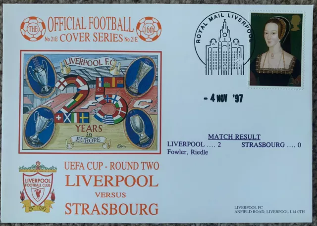 Liverpool V Strasbourg Uefa Cup Round 2 1997 First Day Cover