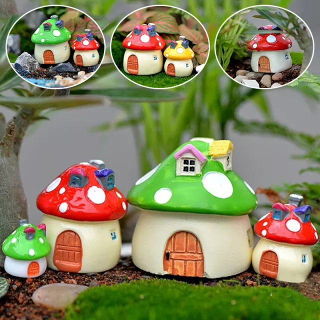 1PC Resin Mushroom House Miniature Garden Micro Landscape Fairy Decor Ornament