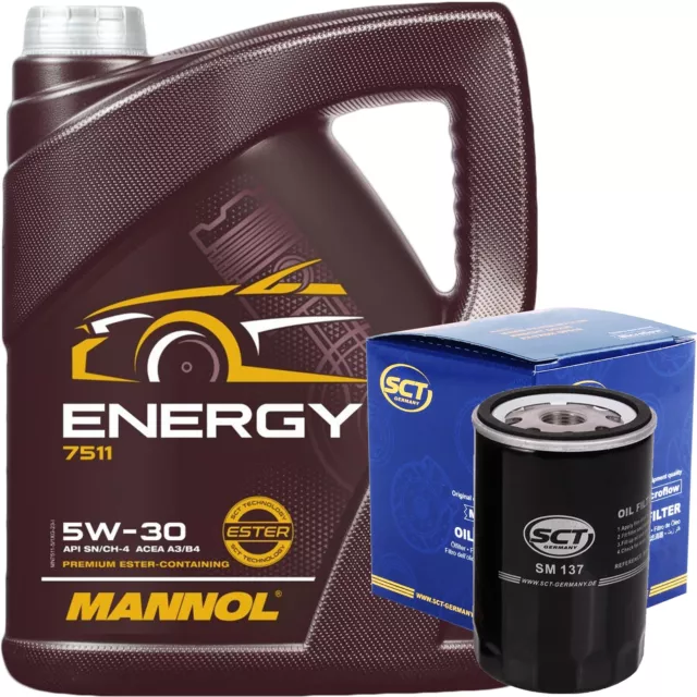 SCT ÖLFILTER + 5 LITER MOTORÖL 5W-30 MANNOL ENERGY für FIAT CHRYSLER FORD MAZDA