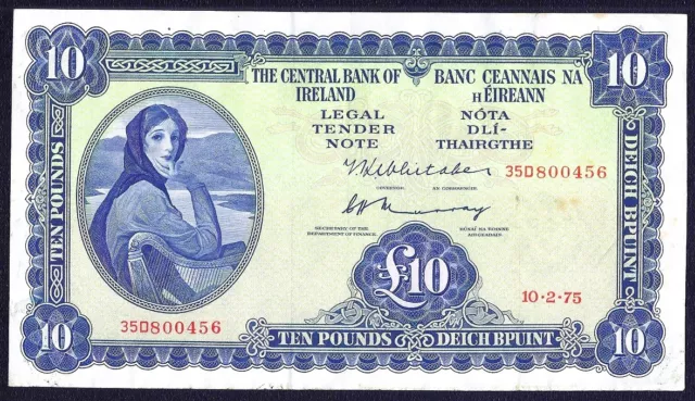 IRELAND REPUBLIC 10  POUNDS 1975  P-66c  aXF