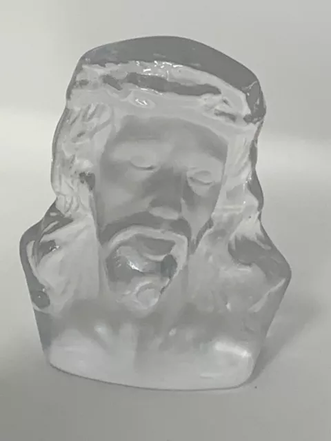 Vintage Bust Of Jesus Dalzell Viking Hand Made  6" Glass Frosted