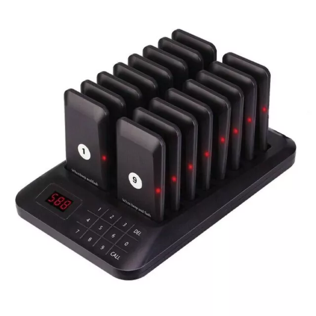 Wireless Restaurant Pager System Guest Queuing 16 Buzzer Food Truck Cafe AU Plug