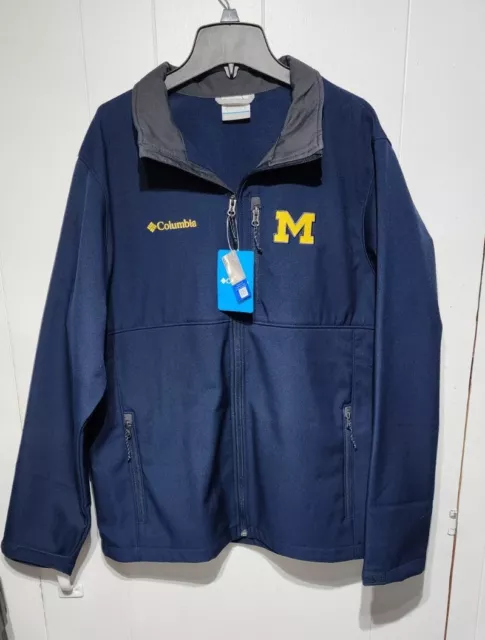 Columbia NCAA XM3169 Michigan Men's Water Wind Resistant Softshell Jacket Sz L