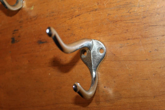Vintage Coat Hat Closet Hook Chrome over Pot Metal O-11