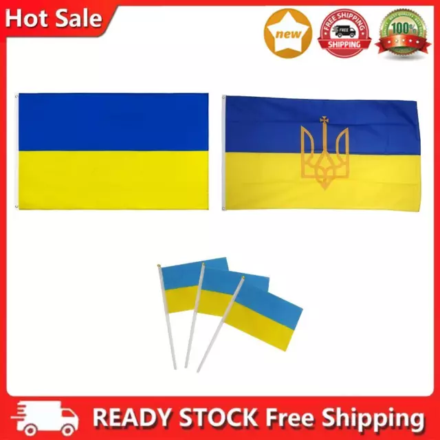 1/100pcs Ukraine Flag Without Flagpole Polyester Patio Flag Sign Home Decoration