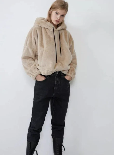 ZARA NEW DONNA Finta Pelliccia Giacca Bomber Ecologica Pelliccia