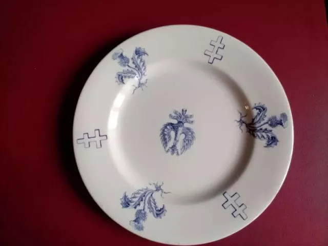 Belle Assiette plate LUNEVILLE Croix de Lorraine et Chardon Service IMPÉRATRICE