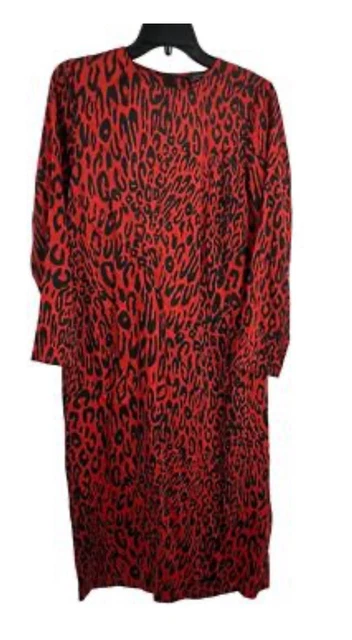 ZARA AW18 Leopard Animal Print Midi Dress Black Red 7484/165 Size XS_NWT  $49.00 - PicClick
