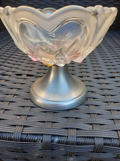 Ancienne Coupe En Verre/cristal Montée Sur étain – 11,5 Cm (diamètre) X 5,5 Cm (hauteur) – Très Bon état