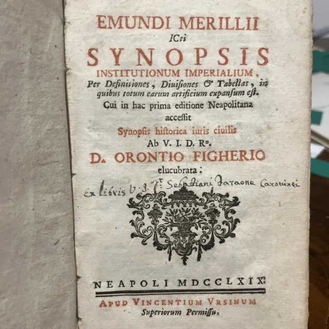 (7e) Emundi Merilli - Synopsis Institutionum Imperialium - 1769