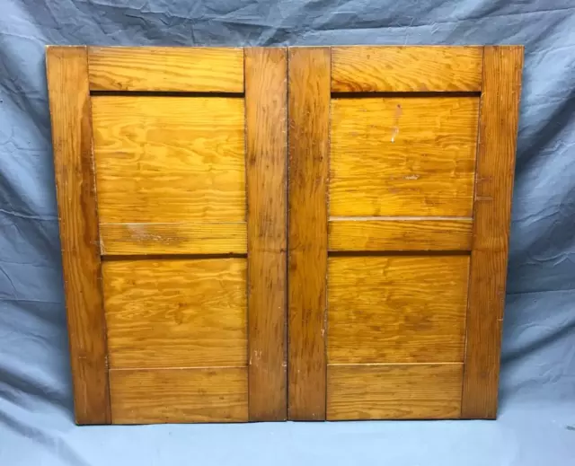 Pair Antique Natural Wood Cupboard Doors 17x29 Cabinet Kitchen VTG Old 461-23B