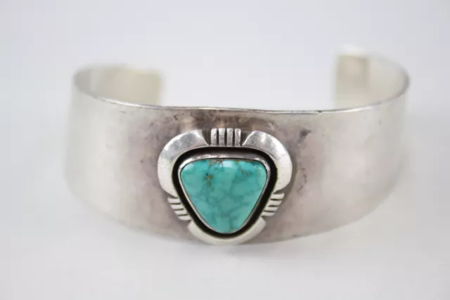 Sterling Silver Bangle Navajo P Sanchez Turquoise x 1 (39g)