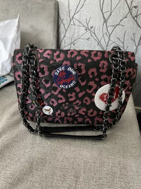 VIVIENNE WESTWOOD LEOPARD Across Body Bag With Collectible Vw Badges ...