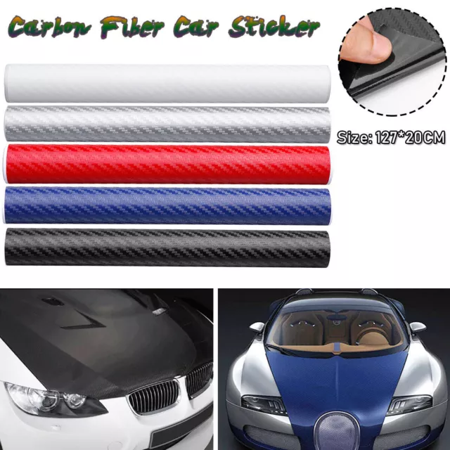 127x20cm Fibre de Carbone 3D Voiture Sticker Film Autocollant Rouleau