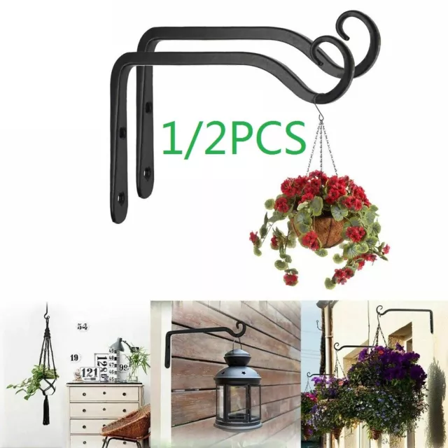 Flower Pot Hanger Garden Wall Hanging Rack Iron Holder Plant Bracket Metal Hook