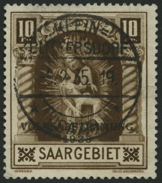 SAARGEBIET 194II o, 1934, 10 Fr. Volksabstimmung Plattenfehler weißer Strich dur