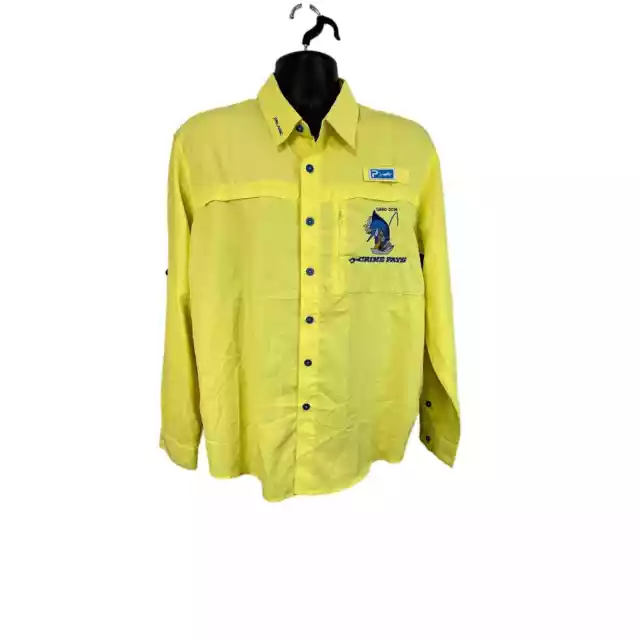 Pelagic Eclipse Guide Shirt Fishing Shirt Yellow Button Up Vented Breathable - M