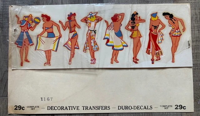 Calcomanías Duro de colección Pin Up para niñas trajes de baño playa 116T transferencias