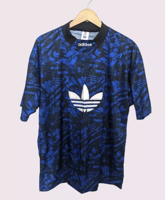 Vintage Adidas Trefoil 90s Blue Template football Festival Jersey/Shirt Large