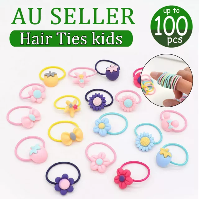 20-100X Colourful Hair Ties Kids Clips Toddler Pigtails Pink Ponytail Hair Bands