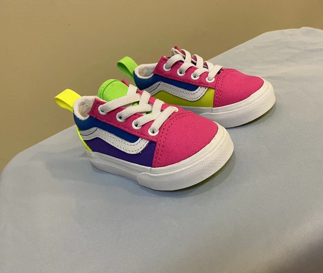 Toddler Vans Skate Shoe - Neon Pink Purple Yellow - Size 5