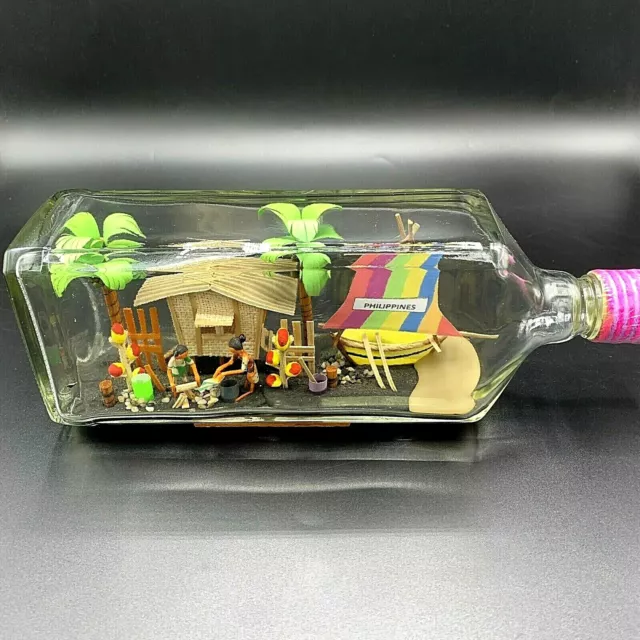 Vintage Philippines SHIP & FISHING HUT IN A BOTTLE of W & A Gilbey's London Eng Vintage Philippines SHIP & FISHING HUT IN A BOTTLE of W & A Gilbey's London Eng
