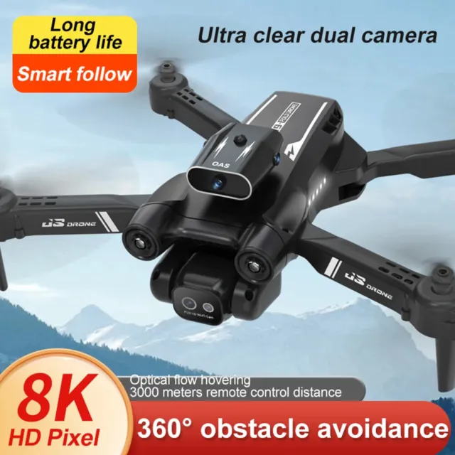 Drohne mit 8K Kamera Dual Drone FPV Übertragung Selfie RC Quadrocopter + 3Akkus