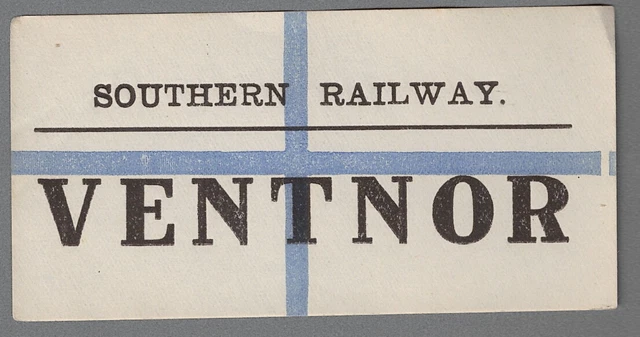 SOUTHERN RAILWAY LUGGAGE LABEL - VENTNOR (Large, Blue Cross)