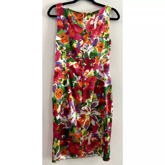 David Meister Womens Dress Size 8 Floral Print Sleeveless Sheath Multicolor 3