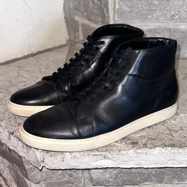ALLEN EDMONDS COOPER Black Leather Hi-Top Lace Up Sneakers Shoes Boots ...