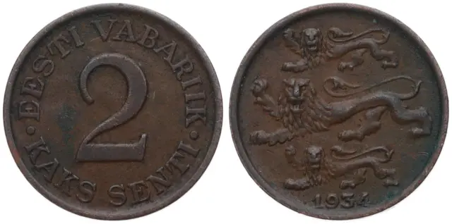 Estland - Estonia 2 Senti 1934 - Eesti  - III