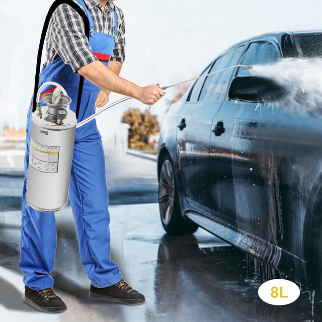 2Gal Stainless Steel Sprayer Hand Pump Sprayer with Pressure Gauge&Safety Valve