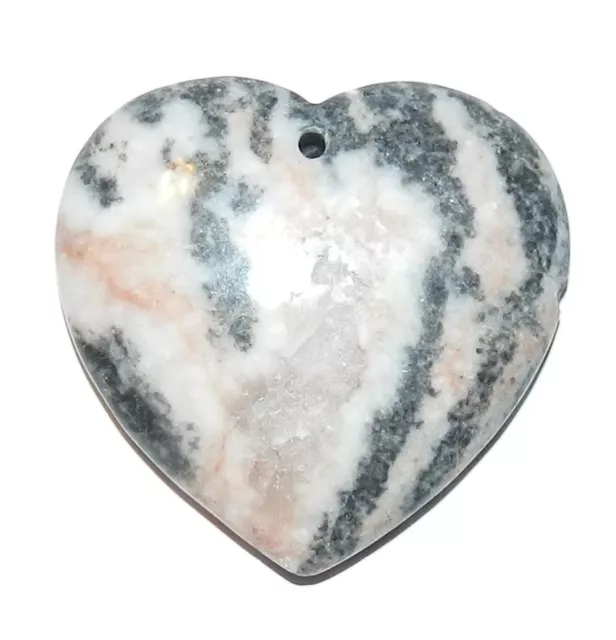 P1717 Pink Desert Marble Flat Heart 40mm Gemstone Pendant Focal Bead