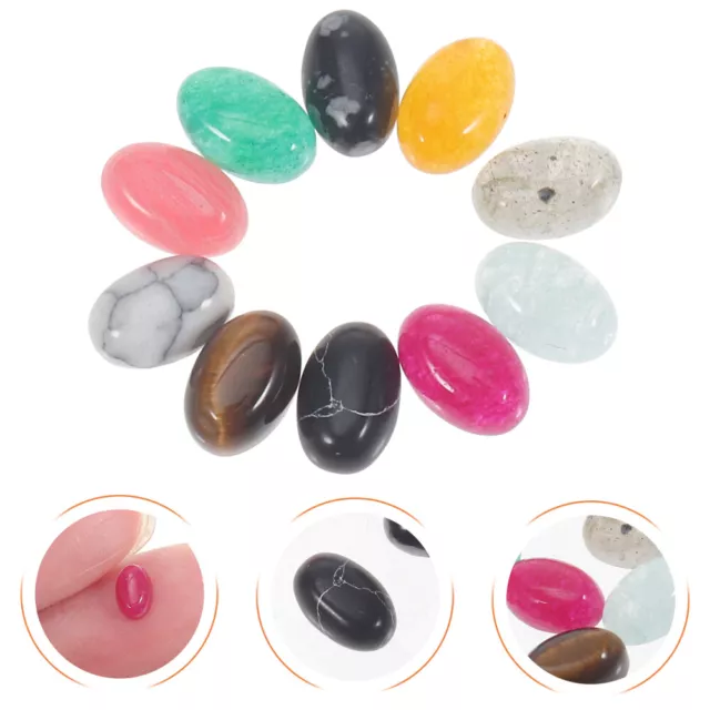 10 Pcs Oblate No Hole Cabochons Beads Agate Beaded Jewelry Accessories