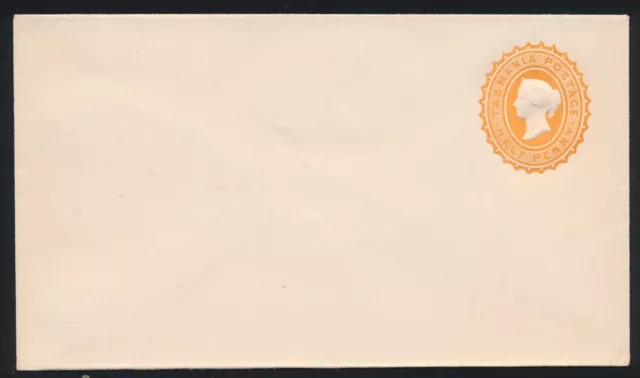 TASMANIA Envelope-PTPO 1890s QV ½d orange embossed oval.