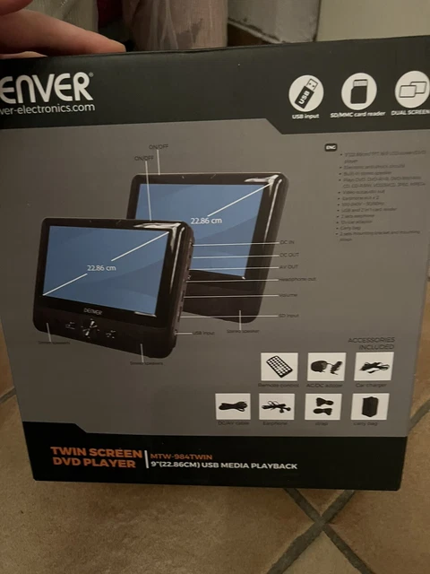 Denver MTW-984 TWIN Portabler DVD-Player 9" LCD Monitor Bildschirm