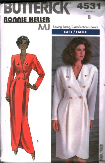 4531 Vintage Butterick Sewing Pattern Misses Double Breasted Loose Fitting Dress