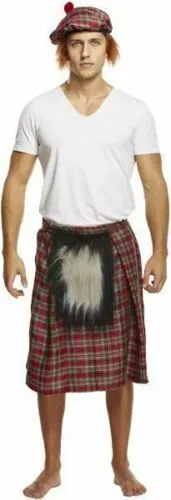 Tartan Kilt with Sporran Scottish Scot Scotland Fancy Dress Costume Burns Night