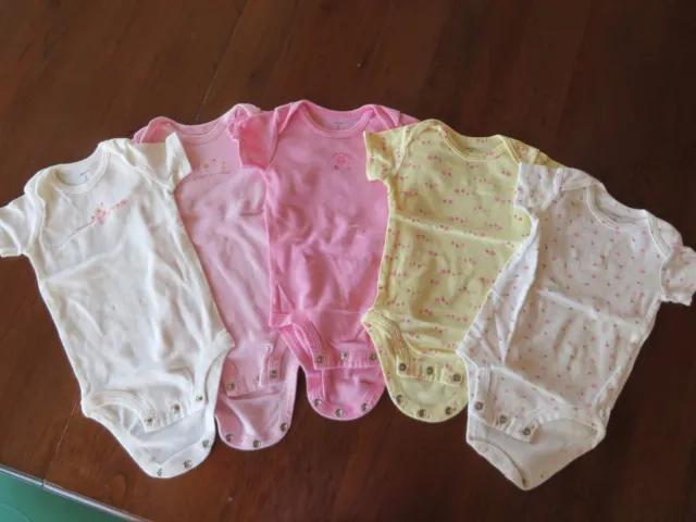 Carters Infant Girls Short Sleeve Bodysuits Lot of 5 Size 3 Months EUC