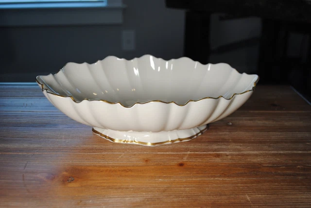 Lenox Symphony Oval Bowl Gold Trim Scalloped Footed Made in the USA