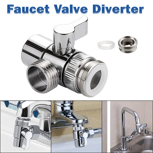 thumbnail image 2 of Kitchen Sink Faucet Diverter Valve Adapter – M22 To M24 Water Tap Connector, Chrome Finish 2 of 3