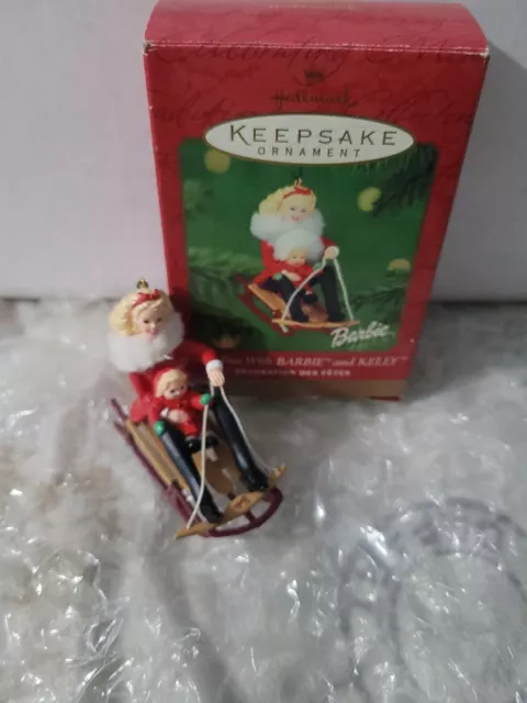 2000 Barbie Winter Fun With Barbie And Kelly Hallmark Keepsake Ornament Nib