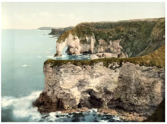 Ireland, Co. Antrim. Portrush. The White Rocks.  Vintage PZ photochromie, pho