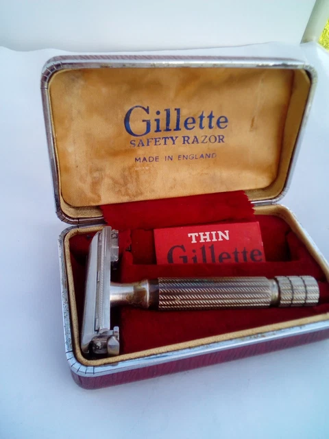 VINTAGE  RARE ! GILLETTE -58 ENGLAND SAFETY RAZOR BRIT.PAT 694093 w/ BOX